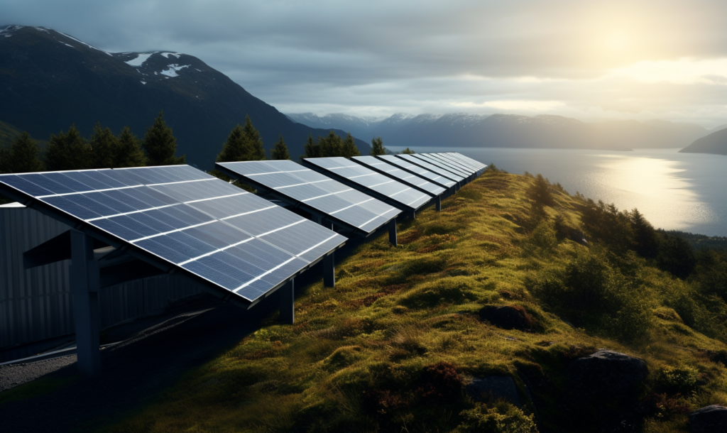 Solar panels norwegian landscape